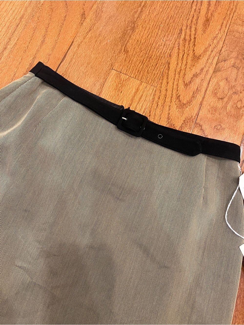 Vintage Silver Connection Black Tan Pinstripe Belted Pencil Skirt Size 6 NEW - Picture 2 of 10
